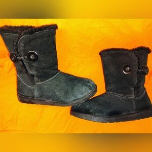 Women's So crayon suede/fox fur boots size 8